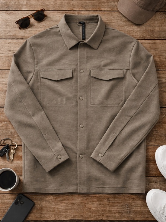 lululemon athletica Other - Lululemon Gridliner Fleece Men's Taupe Shirt Jacket - Button Front XXL